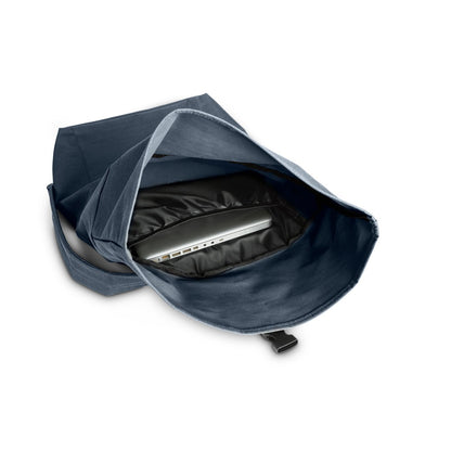 ATENAS promotional laptop bag in blue (detail view) with custom logo branding