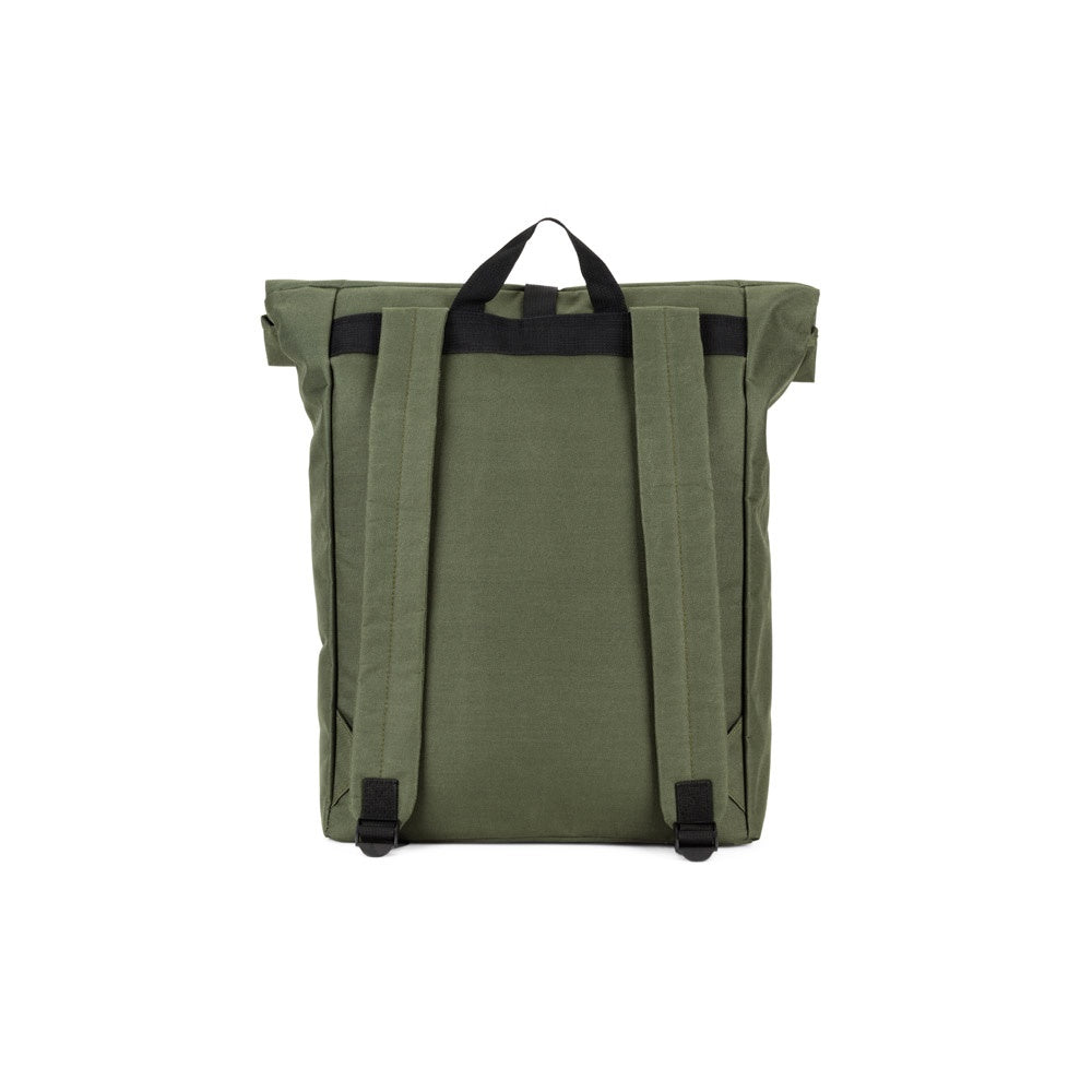 ATENAS promotional laptop bag in dark green (detail view) with custom logo branding