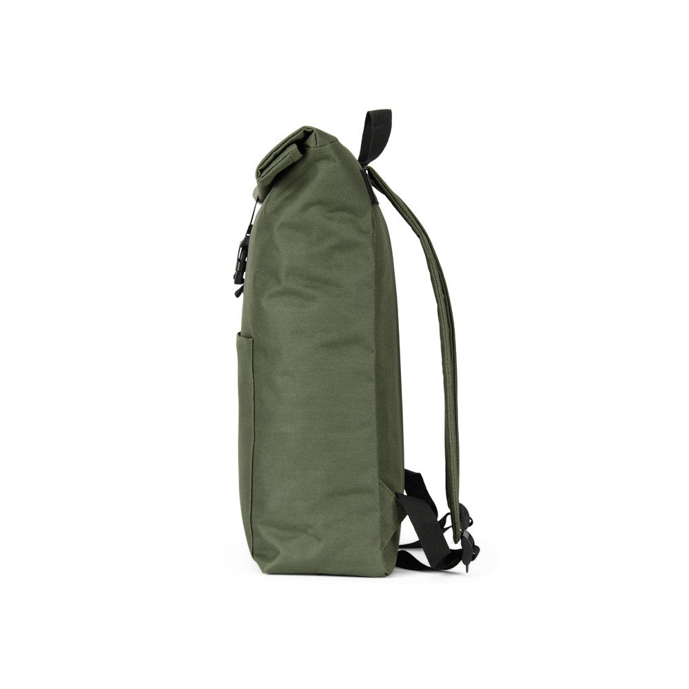 ATENAS promotional laptop bag in dark green (detail view) with custom logo branding