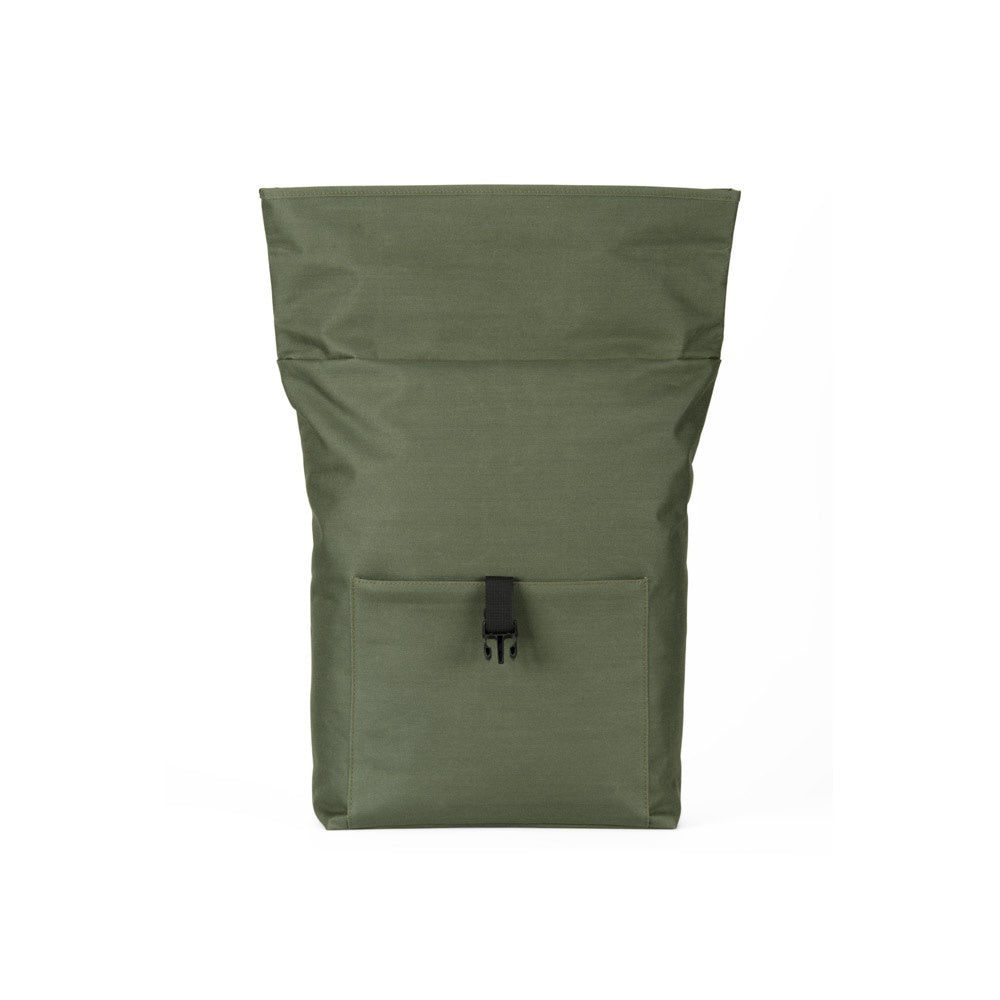 ATENAS promotional laptop bag in dark green (detail view) with custom logo branding