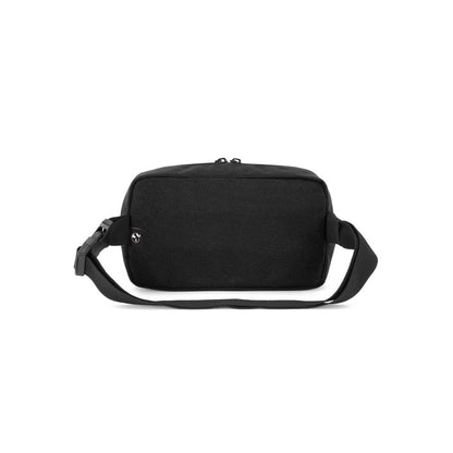 MYKONOS promotional travel bag in black (detail view) with custom logo branding