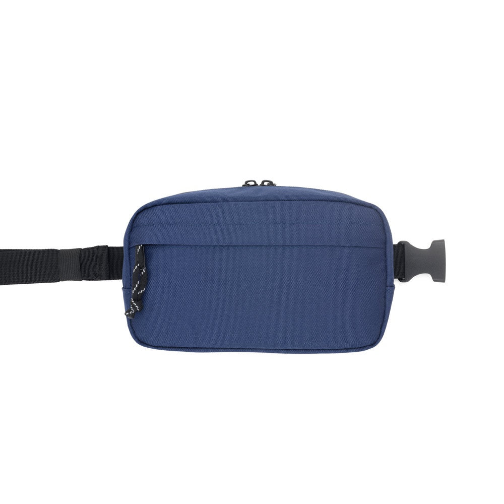 MYKONOS promotional travel bag in blue (detail view) with custom logo branding