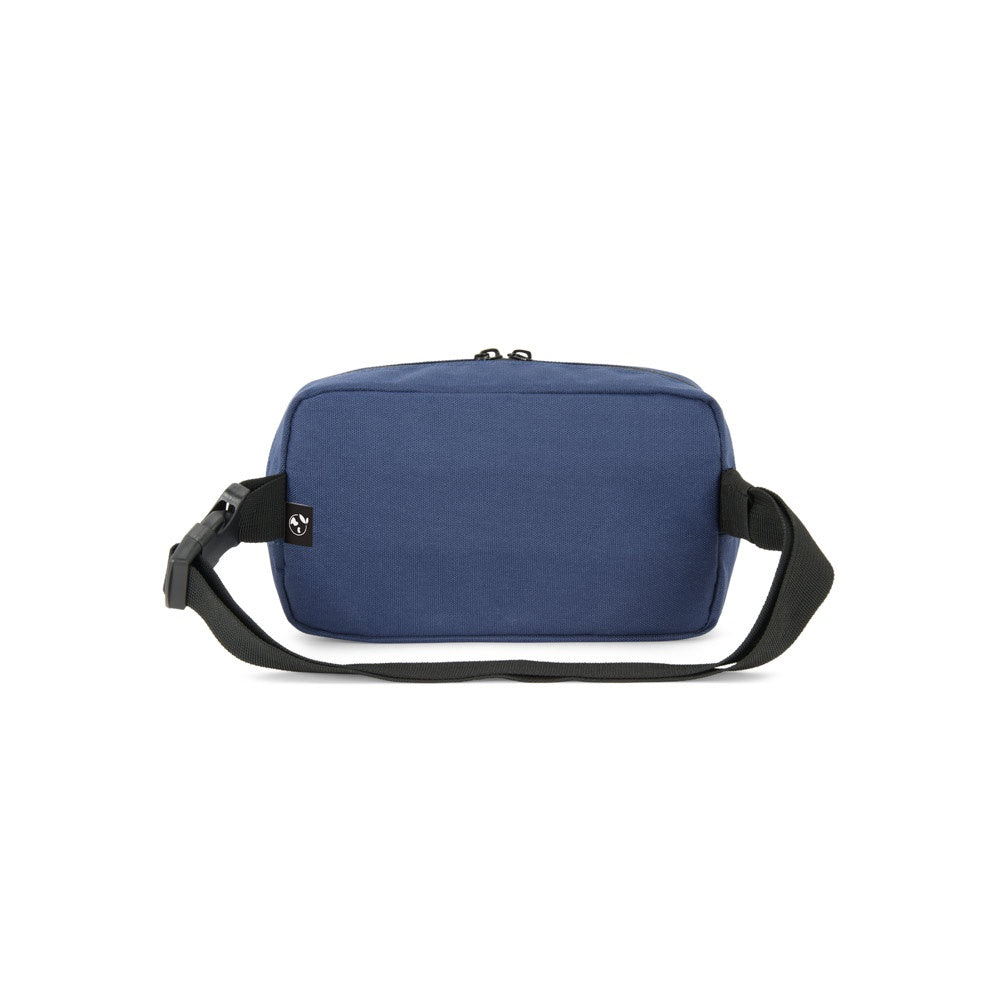 MYKONOS promotional travel bag in blue (detail view) with custom logo branding