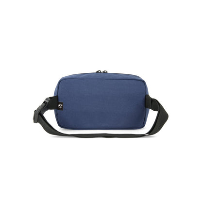 MYKONOS promotional travel bag in blue (detail view) with custom logo branding