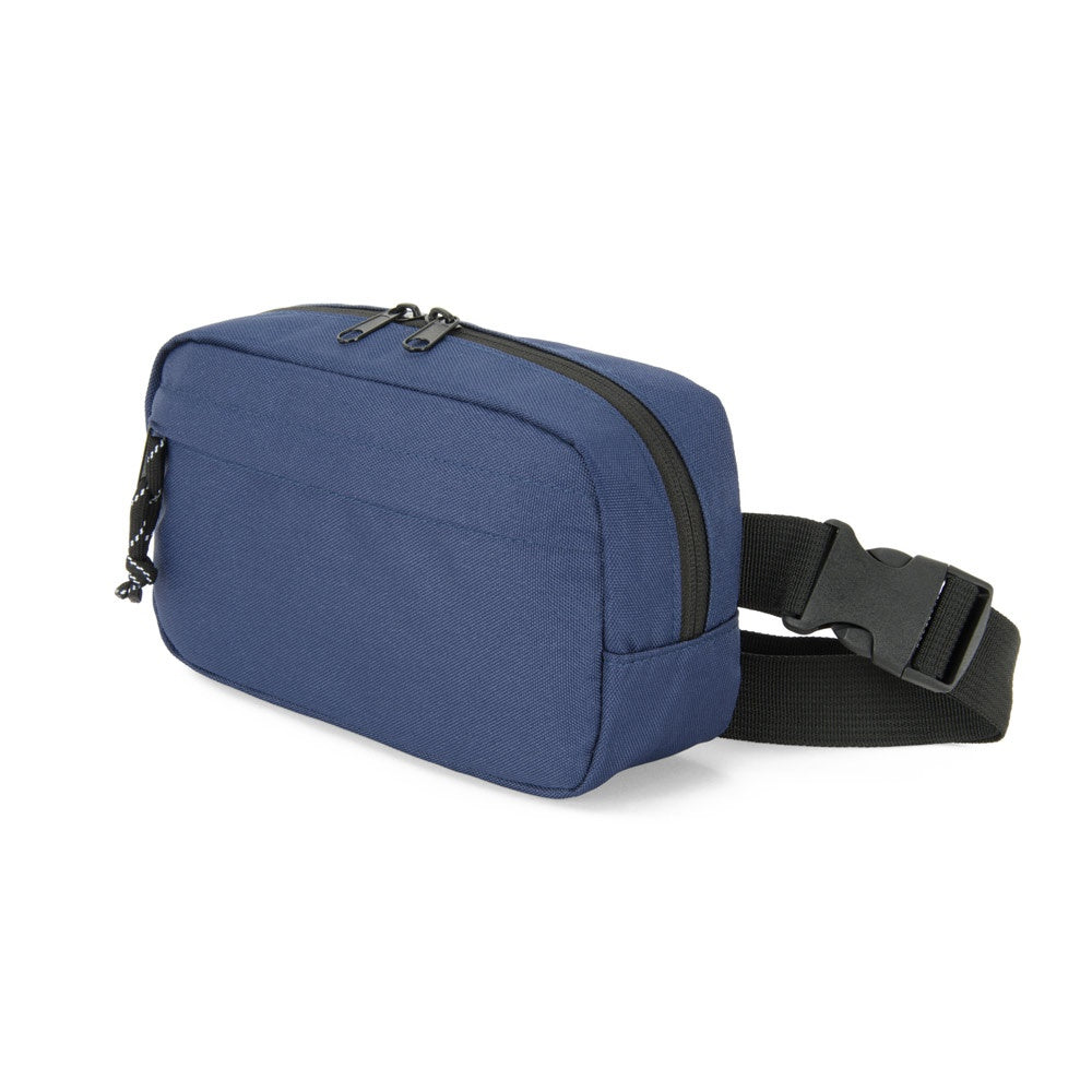 MYKONOS promotional travel bag in blue (detail view) with custom logo branding