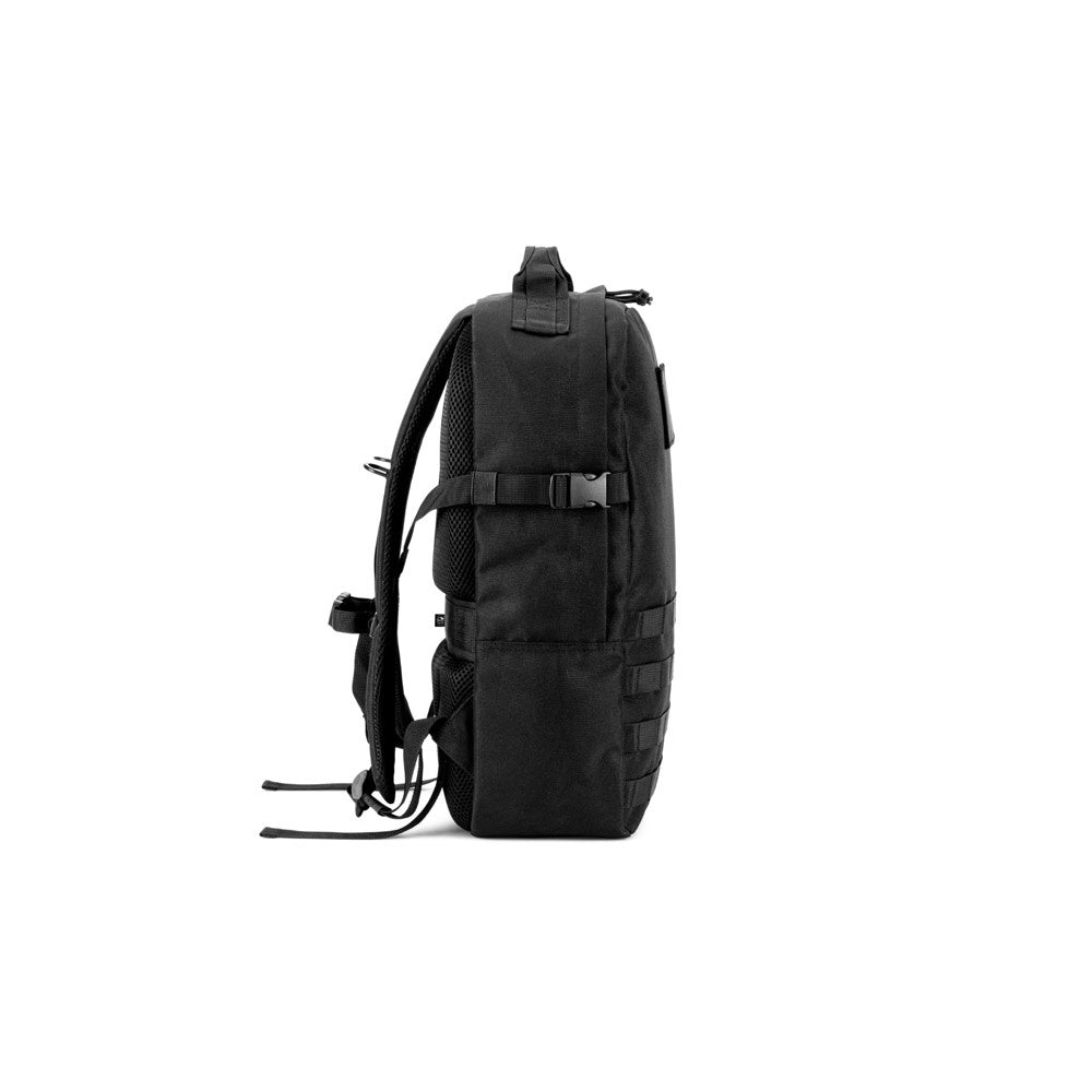 EDINBURGH BPACK promotional backpack in black (detail view) with custom logo branding
