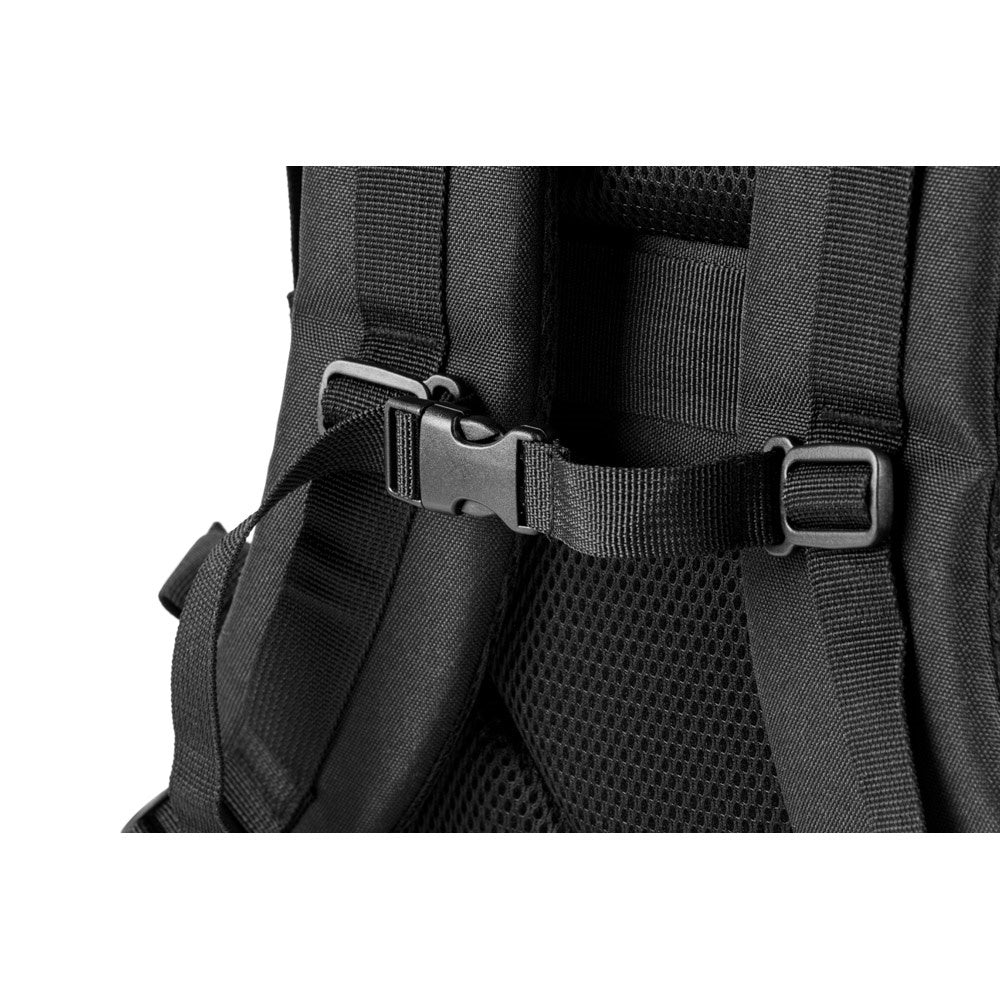 EDINBURGH BPACK promotional backpack in black (detail view) with custom logo branding