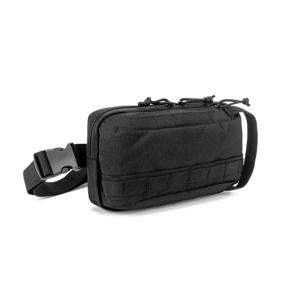 EDINBURGH promotional travel bag in black (detail view) with custom logo branding