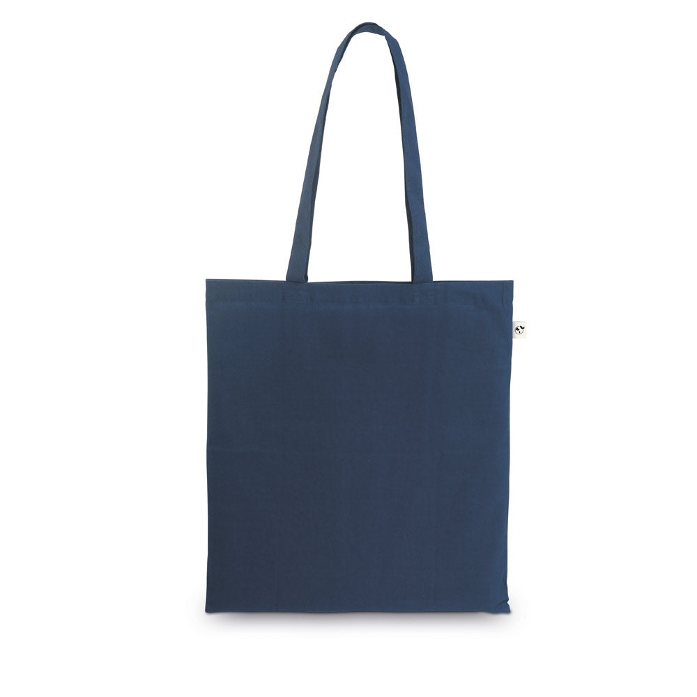 MADEIRA promotional tote bag in navy blue with custom logo branding