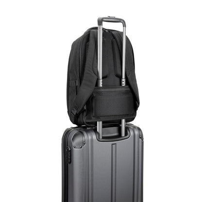 YANGON BPACK promotional laptop bag in black (detail view) with custom logo branding