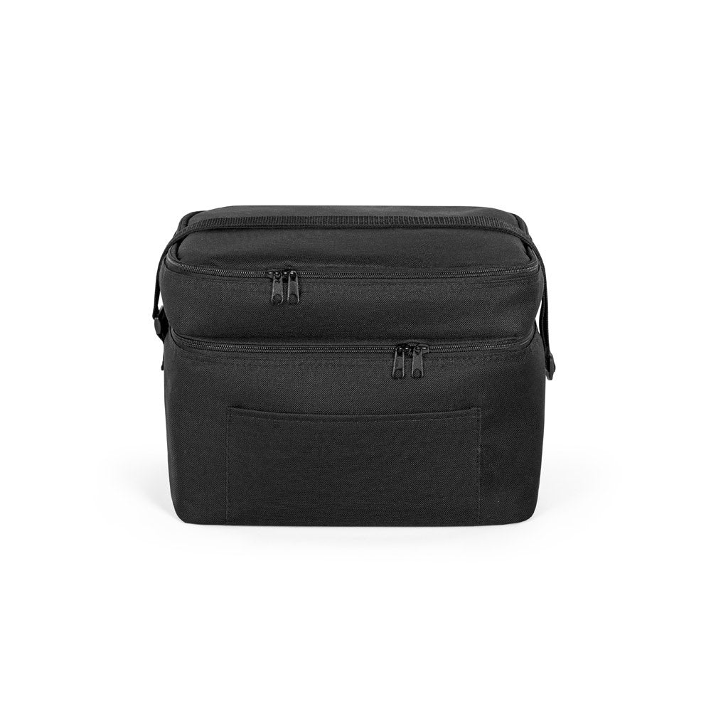 CANCUN LARGE promotional cooler bag in black (detail view) with custom logo branding