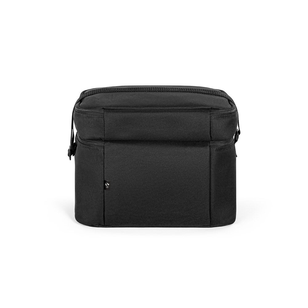 CANCUN LARGE promotional cooler bag in black (detail view) with custom logo branding
