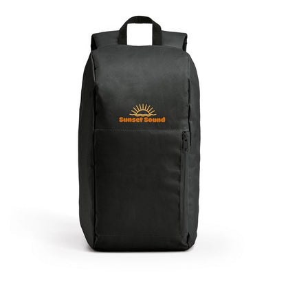 LUGANE promotional backpack in black with custom logo branding