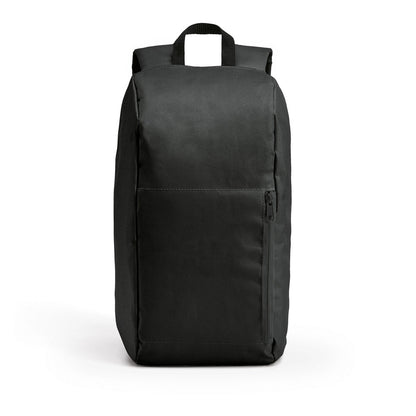 LUGANE promotional backpack in black with custom logo branding