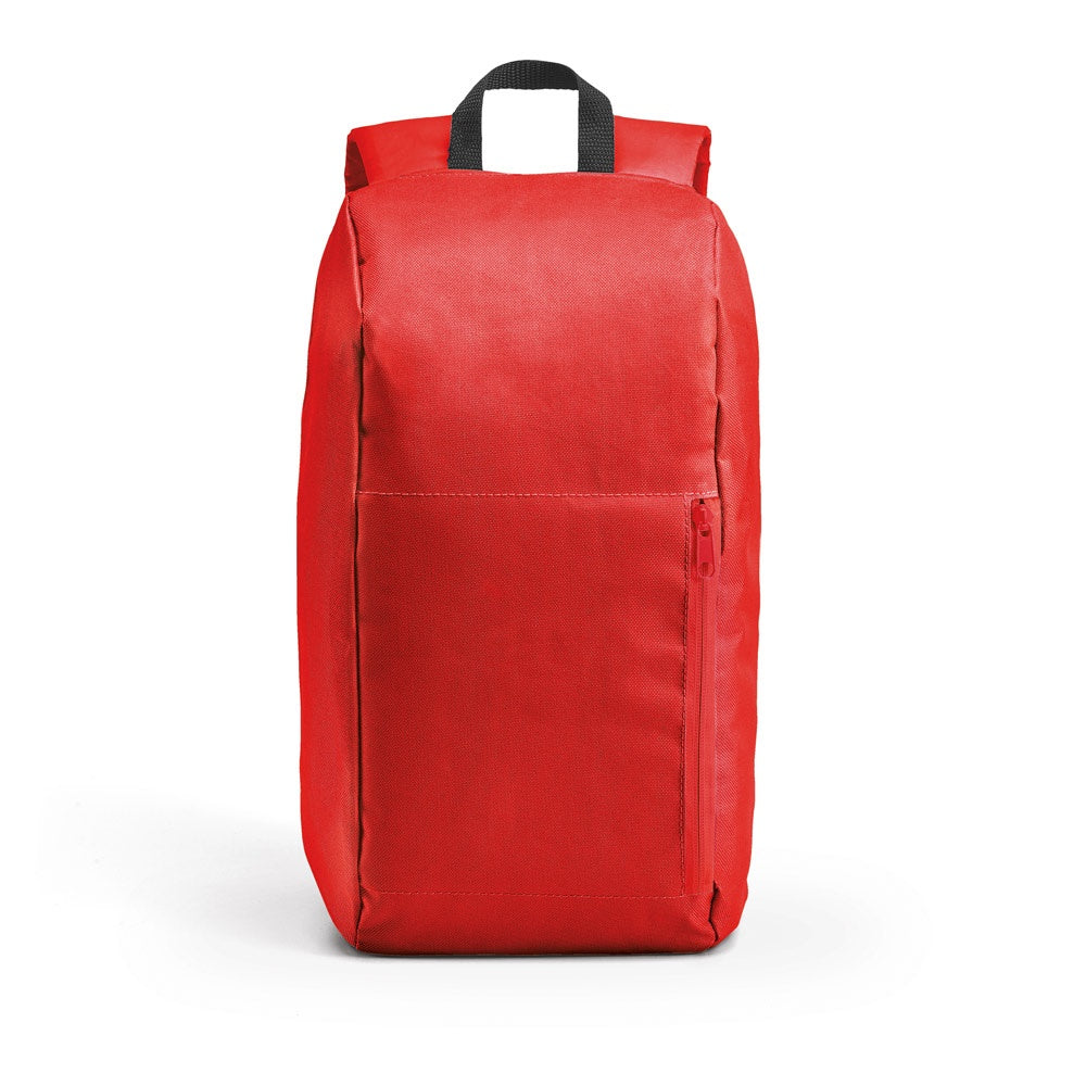 LUGANE promotional backpack in red with custom logo branding