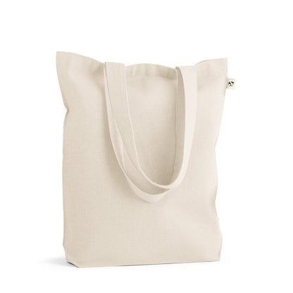 HARBOR promotional tote bag in light natural (detail view) with custom logo branding