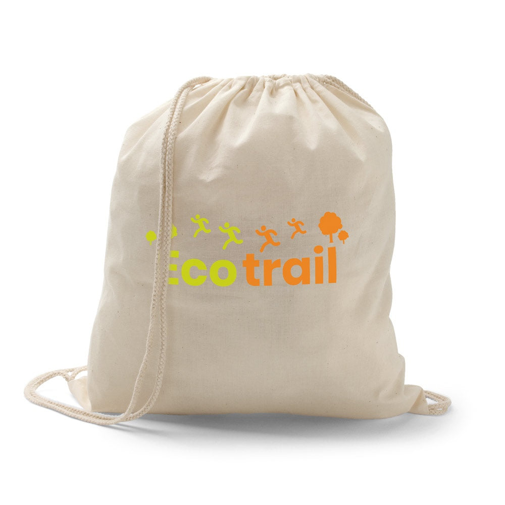 HANOVER promotional drawstring bag in light natural with custom logo branding