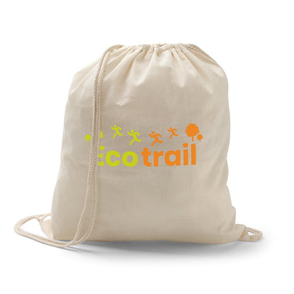 HANOVER promotional drawstring bag in light natural with custom logo branding
