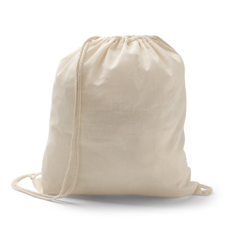 HANOVER promotional drawstring bag in light natural with custom logo branding