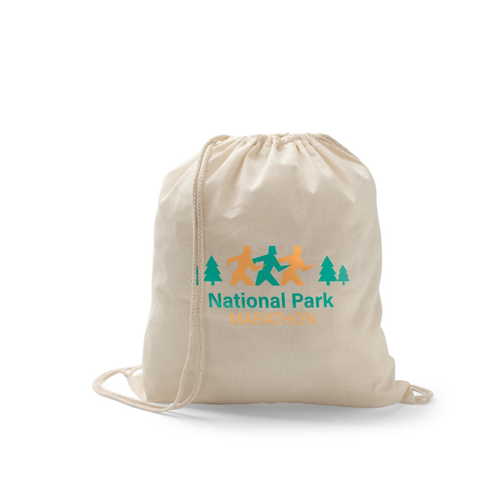 HANOVER promotional drawstring bag (complete set view) with custom logo branding