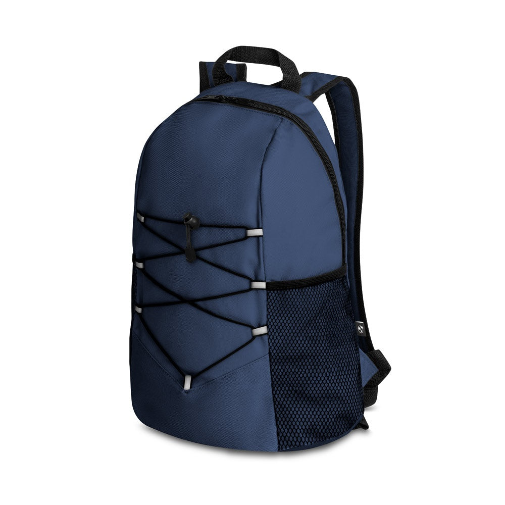 TURIM promotional backpack in blue with custom logo branding