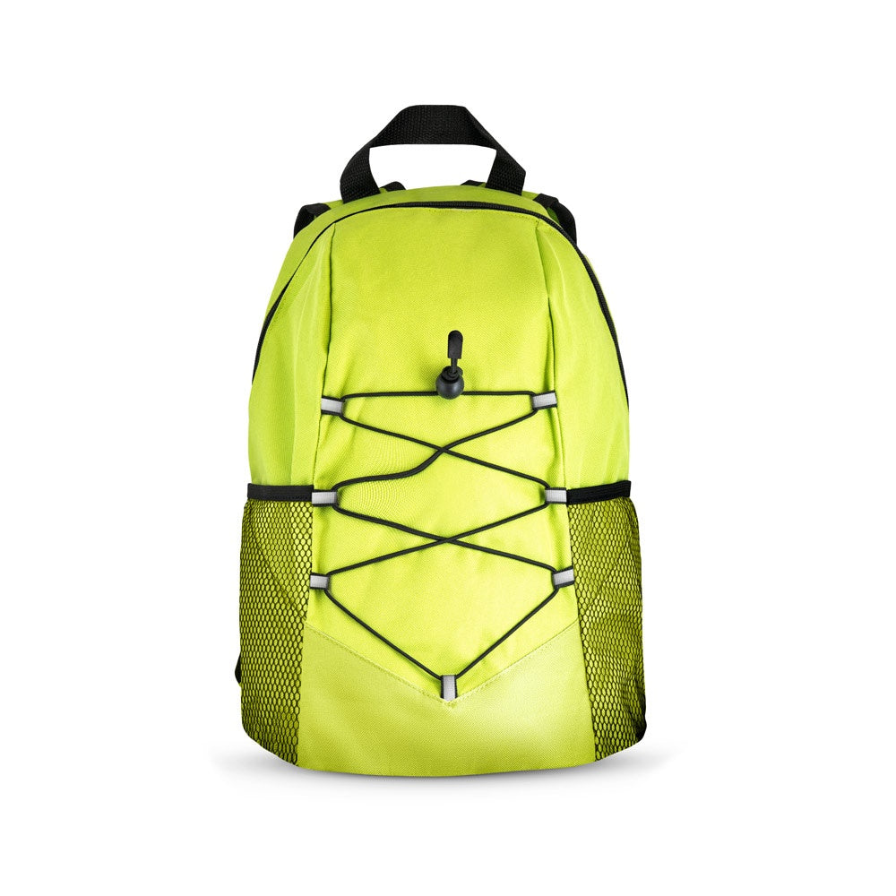TURIM promotional backpack in light green (detail view) with custom logo branding