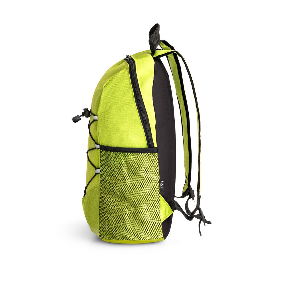TURIM promotional backpack in light green (detail view) with custom logo branding