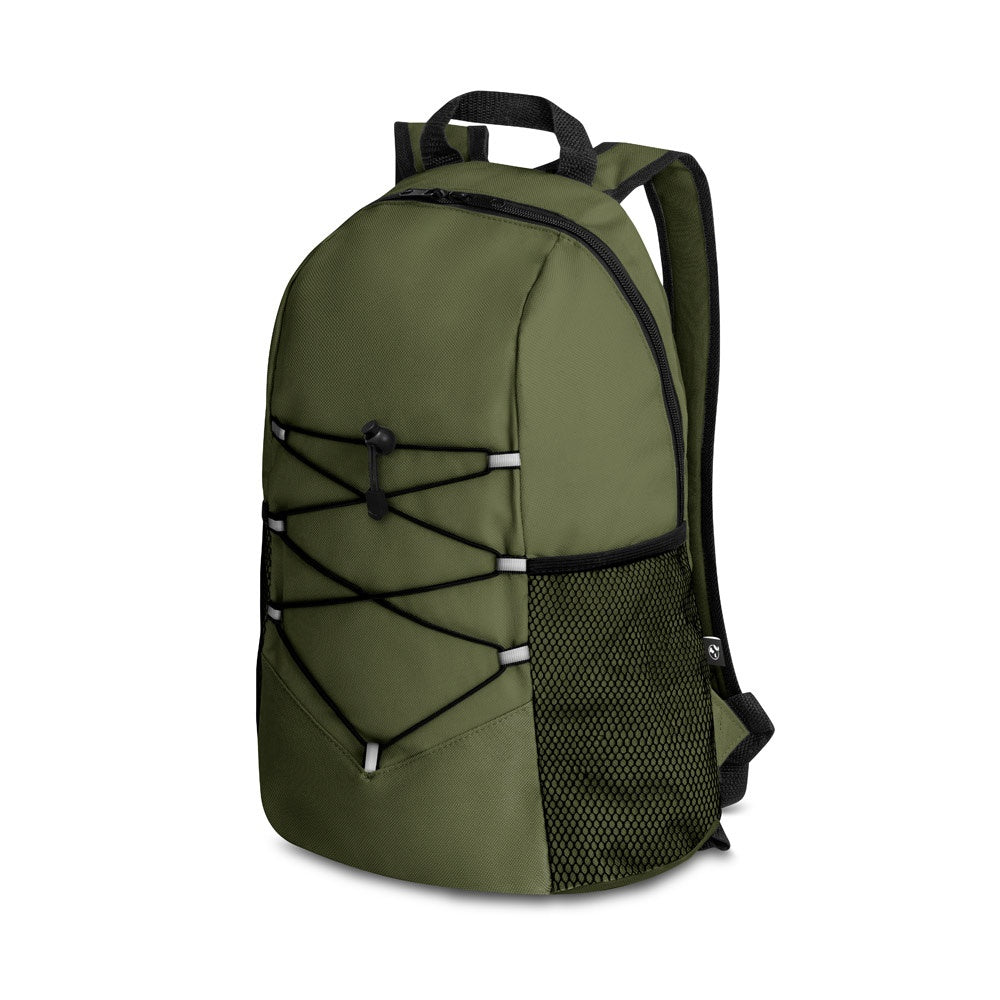 TURIM promotional backpack in dark green with custom logo branding
