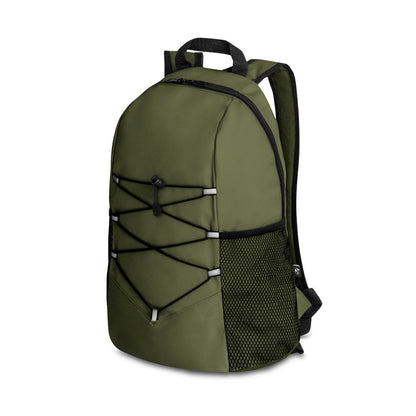TURIM promotional backpack in dark green with custom logo branding