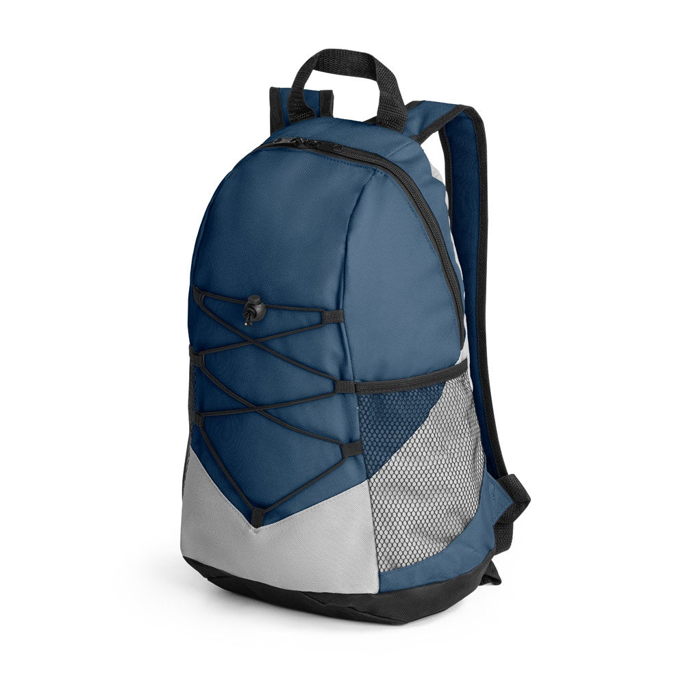 TURIM II promotional backpack in blue with custom logo branding