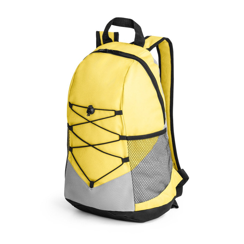 TURIM II promotional backpack in yellow with custom logo branding