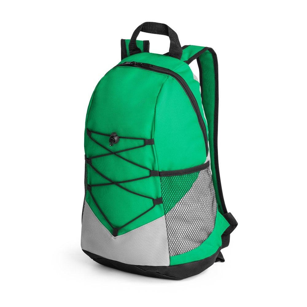 TURIM promotional backpack in green with custom logo branding