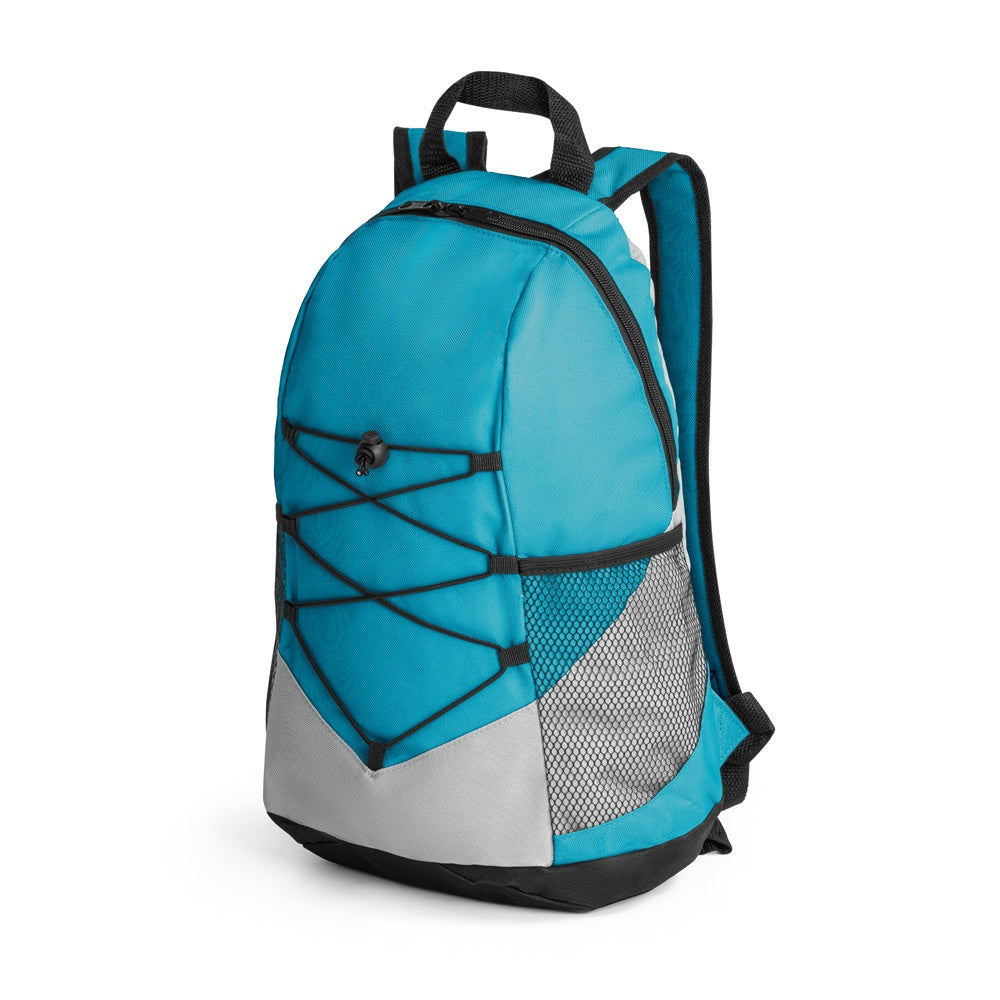 TURIM II promotional backpack in light blue with custom logo branding