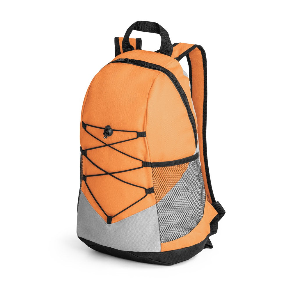 TURIM II promotional backpack in orange with custom logo branding