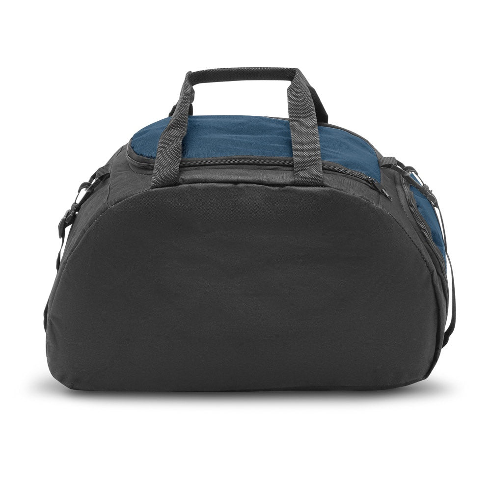 FIT promotional sports bag in blue (detail view) with custom logo branding