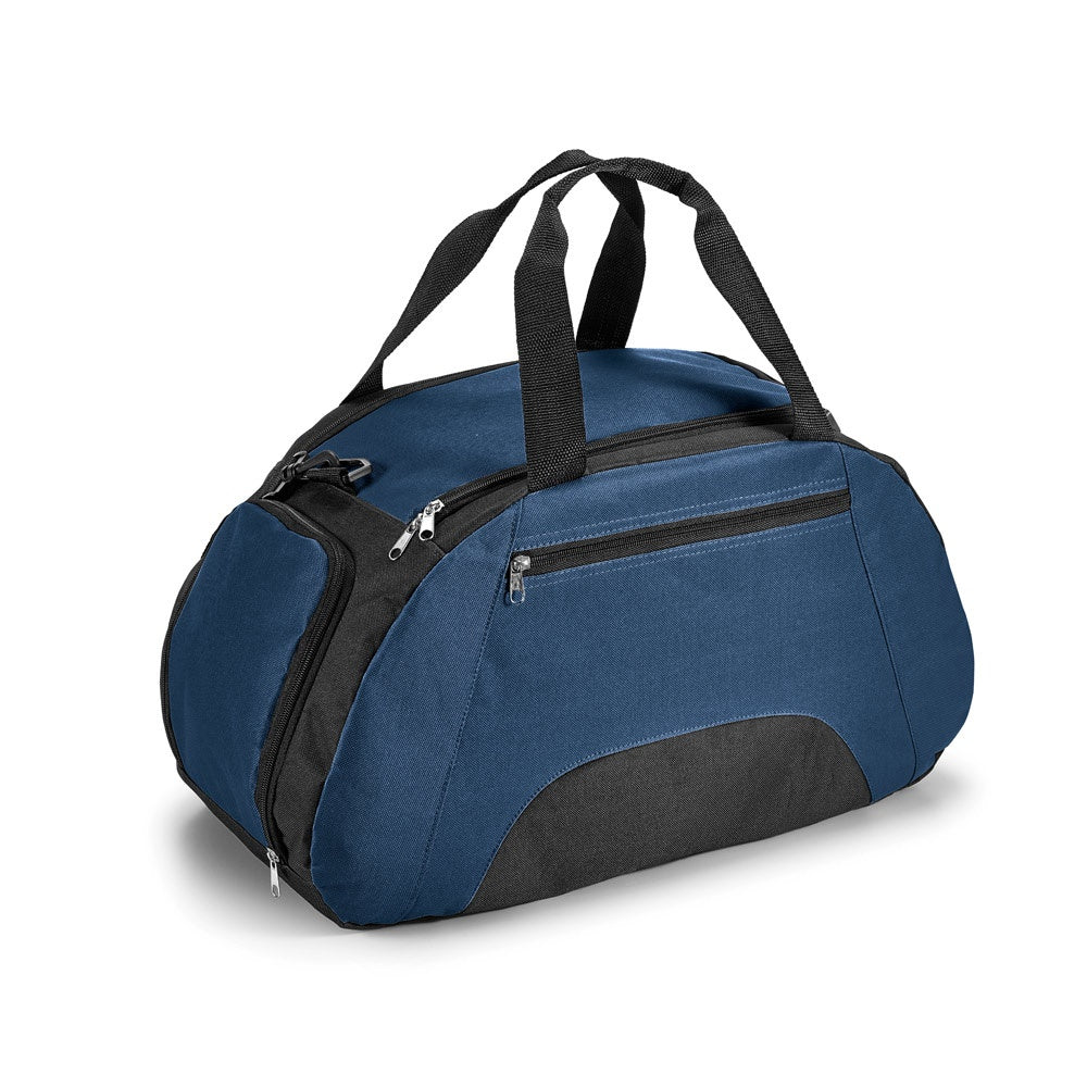 FIT promotional sports bag in blue with custom logo branding