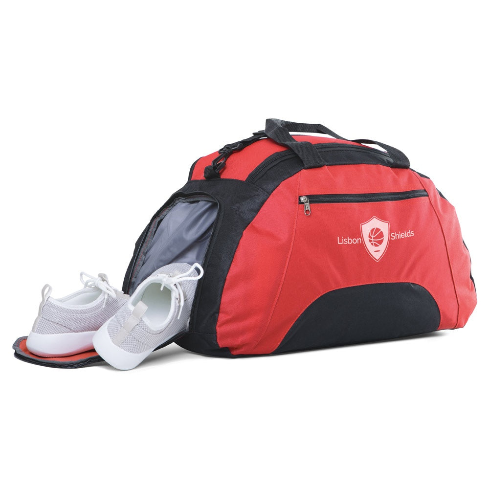 FIT promotional sports bag in red with custom logo branding