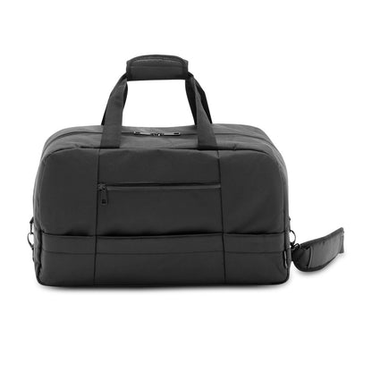 ZIPPERS SPORT promotional sports bag in black (detail view) with custom logo branding