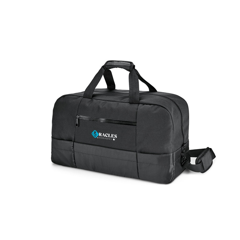ZIPPERS SPORT promotional sports bag in black with custom logo branding