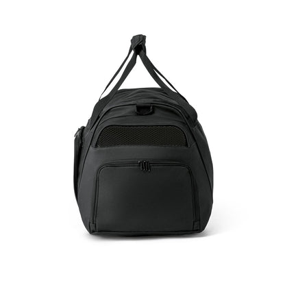GIRALDO promotional sports bag in black (detail view) with custom logo branding