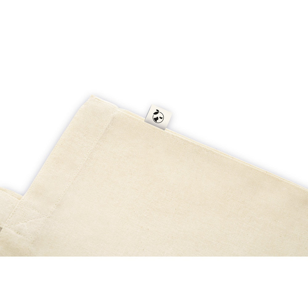 LEON promotional tote bag in light natural (detail view) with custom logo branding