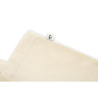 LEON promotional tote bag in light natural (detail view) with custom logo branding