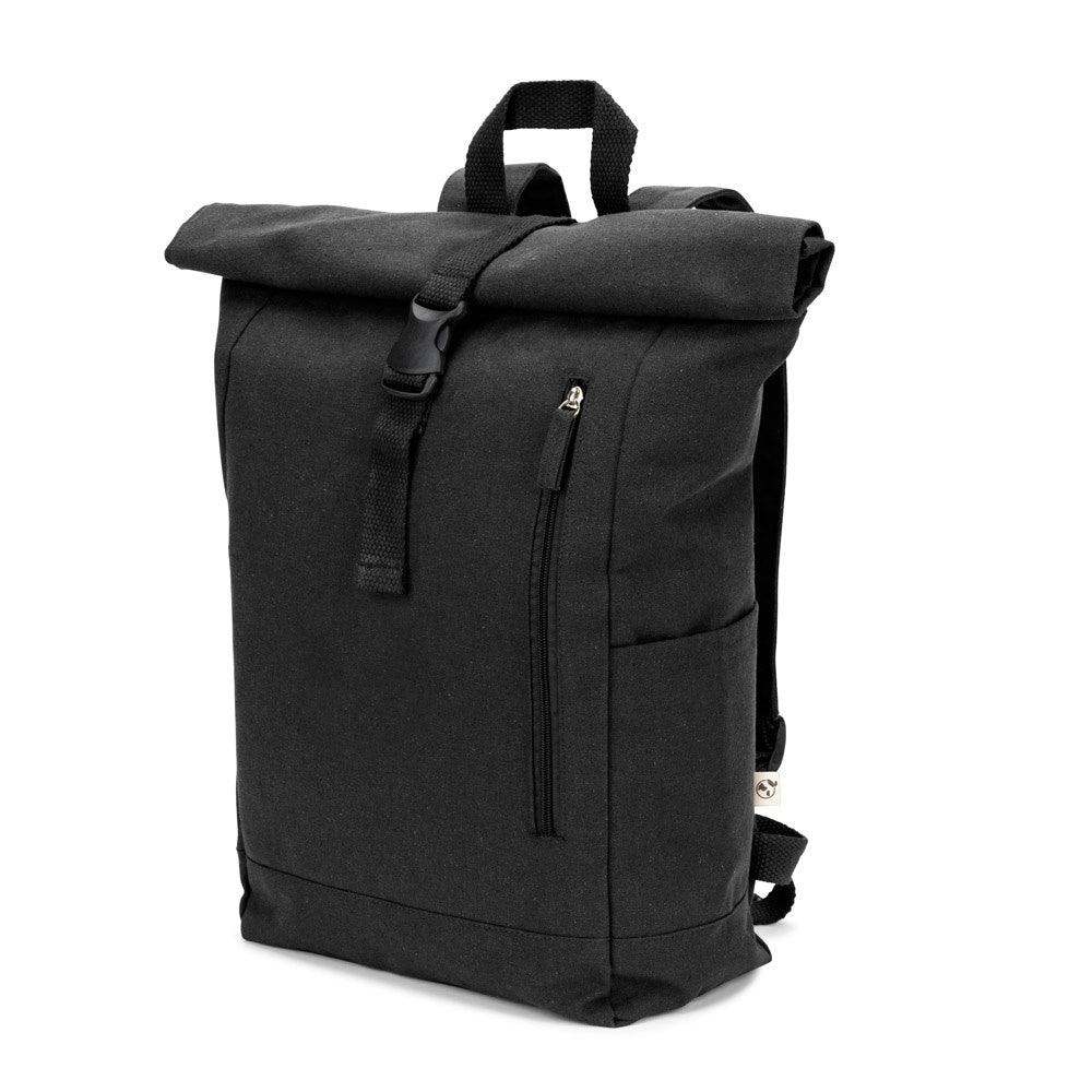 SAINT promotional drawstring bag in black with custom logo branding
