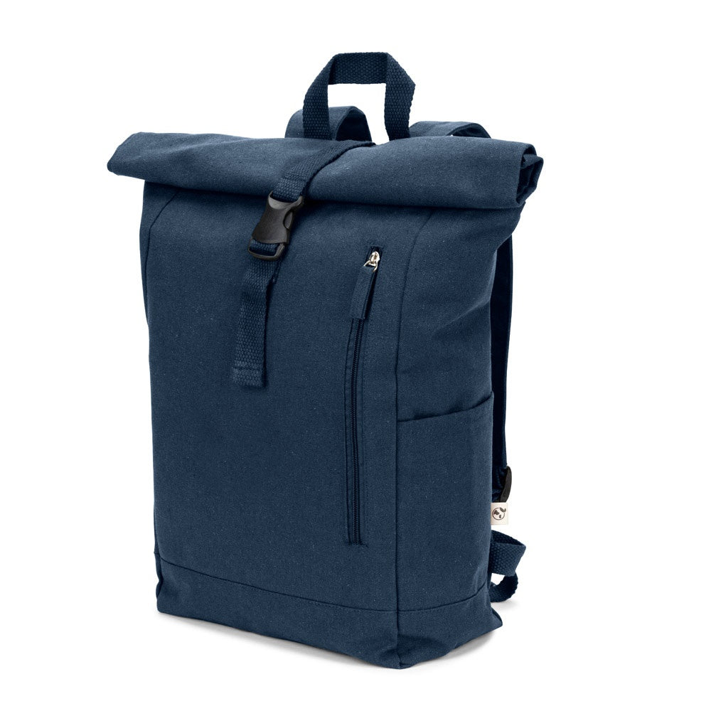 SAINT promotional drawstring bag in blue with custom logo branding