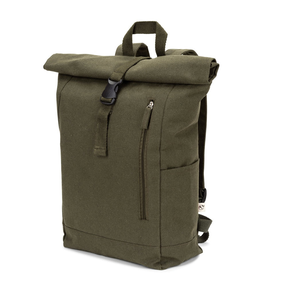 SAINT promotional drawstring bag in dark green with custom logo branding