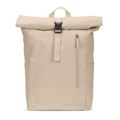 SAINT promotional drawstring bag in natural (detail view) with custom logo branding