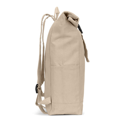 SAINT promotional drawstring bag in natural (detail view) with custom logo branding