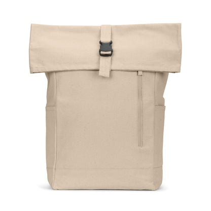 SAINT promotional drawstring bag in natural (detail view) with custom logo branding