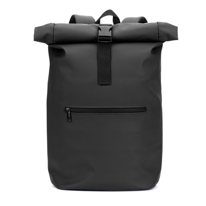 PORTLAND promotional drawstring bag in black (detail view) with custom logo branding