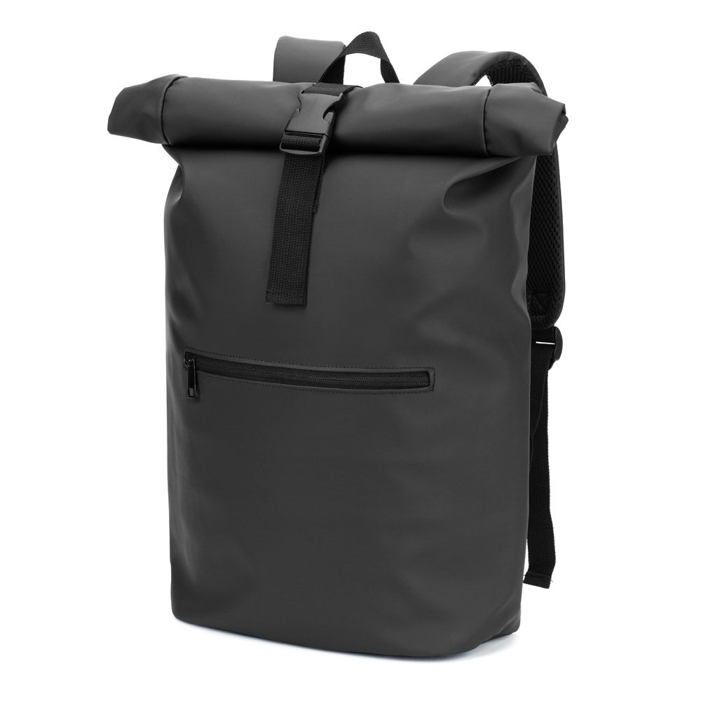 PORTLAND promotional drawstring bag in black with custom logo branding